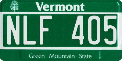 VT license plate NLF405