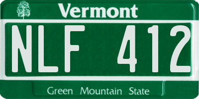 VT license plate NLF412