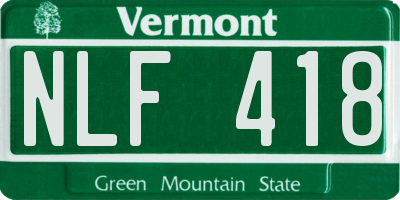 VT license plate NLF418