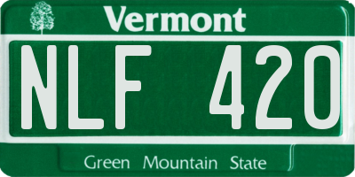 VT license plate NLF420