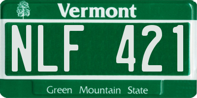 VT license plate NLF421