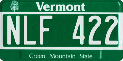 VT license plate NLF422