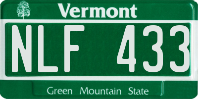 VT license plate NLF433