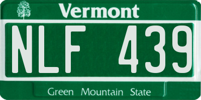 VT license plate NLF439