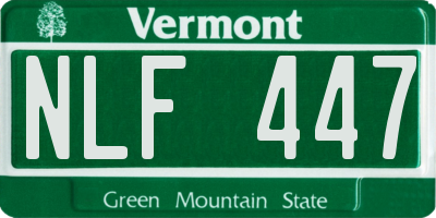 VT license plate NLF447