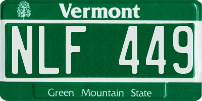 VT license plate NLF449