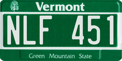 VT license plate NLF451