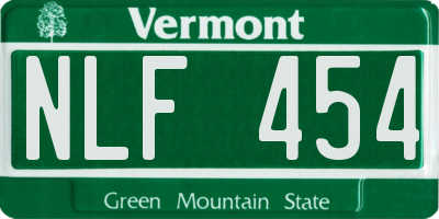 VT license plate NLF454