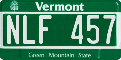 VT license plate NLF457