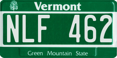 VT license plate NLF462
