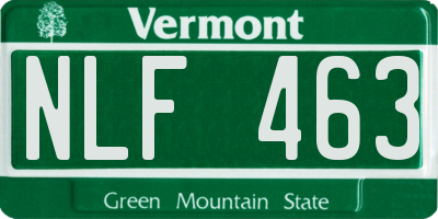 VT license plate NLF463