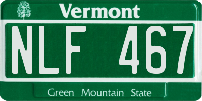VT license plate NLF467