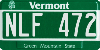 VT license plate NLF472
