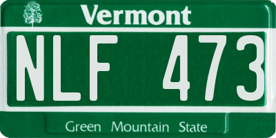 VT license plate NLF473