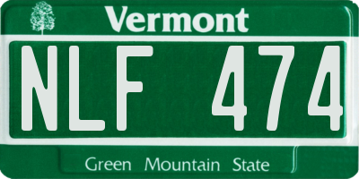 VT license plate NLF474