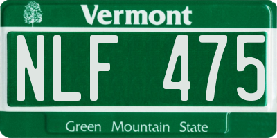 VT license plate NLF475