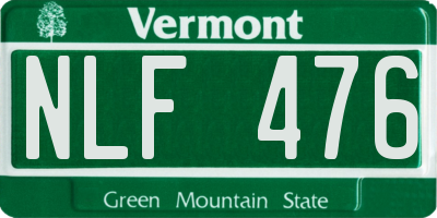 VT license plate NLF476