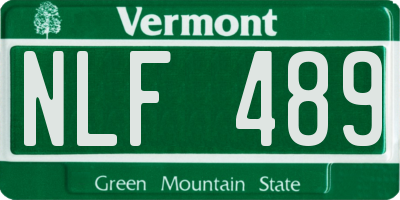 VT license plate NLF489