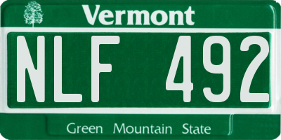 VT license plate NLF492