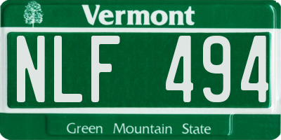 VT license plate NLF494