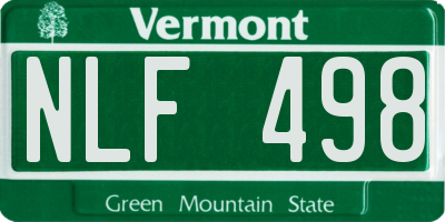 VT license plate NLF498
