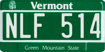 VT license plate NLF514