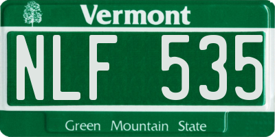 VT license plate NLF535