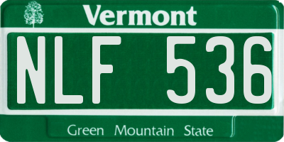 VT license plate NLF536