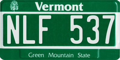 VT license plate NLF537
