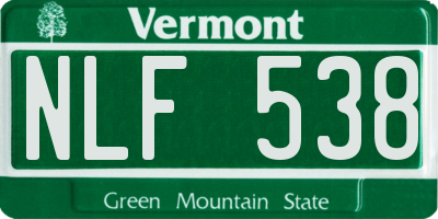 VT license plate NLF538