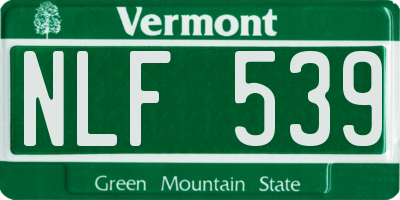 VT license plate NLF539