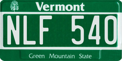 VT license plate NLF540
