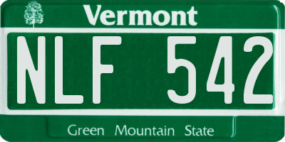 VT license plate NLF542