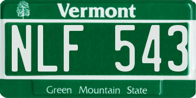 VT license plate NLF543