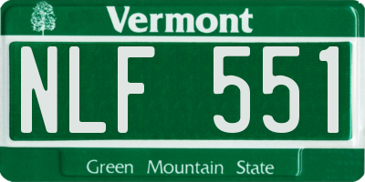VT license plate NLF551