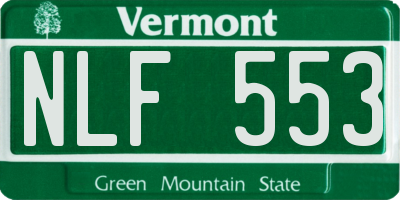 VT license plate NLF553