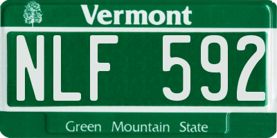 VT license plate NLF592