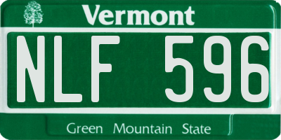 VT license plate NLF596