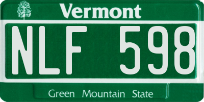 VT license plate NLF598