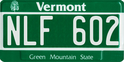VT license plate NLF602