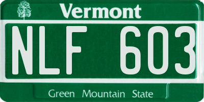 VT license plate NLF603