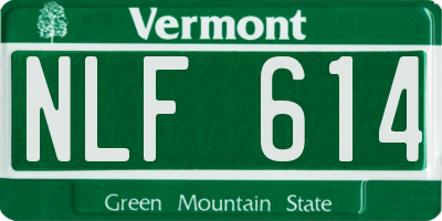 VT license plate NLF614