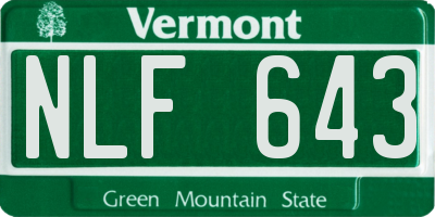 VT license plate NLF643