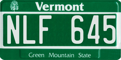 VT license plate NLF645