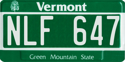 VT license plate NLF647