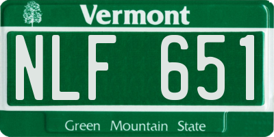 VT license plate NLF651