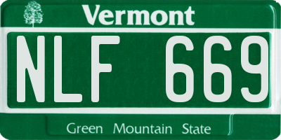 VT license plate NLF669