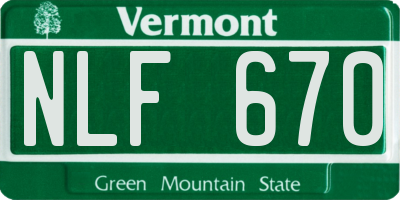 VT license plate NLF670