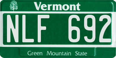 VT license plate NLF692