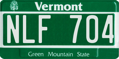VT license plate NLF704